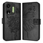 For Itel P55 5G Embossed Butterfly Leather Phone Case(Black) - 1