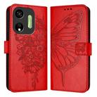 For Itel P55 5G Embossed Butterfly Leather Phone Case(Red) - 1