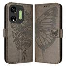 For Itel P55 5G Embossed Butterfly Leather Phone Case(Grey) - 1