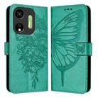 For Itel P55 5G Embossed Butterfly Leather Phone Case(Green) - 1