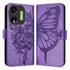 For Itel P55 5G Embossed Butterfly Leather Phone Case(Light Purple) - 1