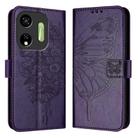 For Itel P55 5G Embossed Butterfly Leather Phone Case(Dark Purple) - 1