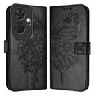 For Itel P55+ Embossed Butterfly Leather Phone Case(Black) - 1