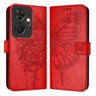 For Itel P55+ Embossed Butterfly Leather Phone Case(Red) - 1