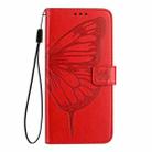 For Itel P55+ Embossed Butterfly Leather Phone Case(Red) - 2