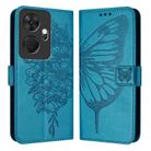 For Itel P55+ Embossed Butterfly Leather Phone Case(Blue) - 1