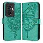 For Itel P55+ Embossed Butterfly Leather Phone Case(Green) - 1