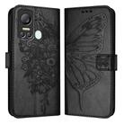 For Itel S18 / Vision 5 Embossed Butterfly Leather Phone Case(Black) - 1