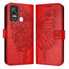 For Itel S18 / Vision 5 Embossed Butterfly Leather Phone Case(Red) - 1