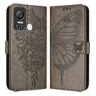 For Itel S18 / Vision 5 Embossed Butterfly Leather Phone Case(Grey) - 1