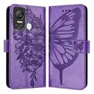 For Itel S18 / Vision 5 Embossed Butterfly Leather Phone Case(Light Purple) - 1