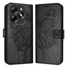 For Itel S23+ Embossed Butterfly Leather Phone Case(Black) - 1