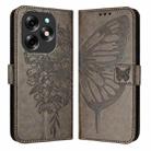 For Itel S23+ Embossed Butterfly Leather Phone Case(Grey) - 1