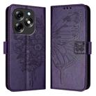 For Itel S23+ Embossed Butterfly Leather Phone Case(Dark Purple) - 1