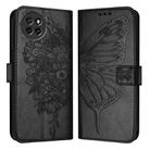 For Itel S23 Embossed Butterfly Leather Phone Case(Black) - 1