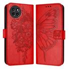 For Itel S23 Embossed Butterfly Leather Phone Case(Red) - 1