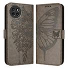 For Itel S23 Embossed Butterfly Leather Phone Case(Grey) - 1