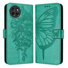 For Itel S23 Embossed Butterfly Leather Phone Case(Green) - 1