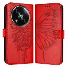 For itel RS4 S666LN Embossed Butterfly Leather Phone Case(Red) - 2