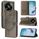 For itel RS4 S666LN Embossed Butterfly Leather Phone Case(Grey) - 1