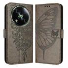 For itel RS4 S666LN Embossed Butterfly Leather Phone Case(Grey) - 2