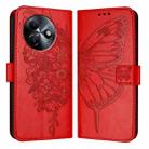 For itel S24 Embossed Butterfly Leather Phone Case(Red) - 2