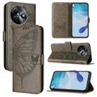 For itel S24 Embossed Butterfly Leather Phone Case(Grey) - 1