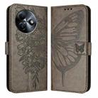 For itel S24 Embossed Butterfly Leather Phone Case(Grey) - 2