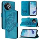 For itel S24 Embossed Butterfly Leather Phone Case(Blue) - 1