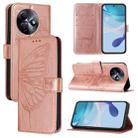 For itel S24 Embossed Butterfly Leather Phone Case(Rose Gold) - 1