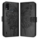 For itel A48 Embossed Butterfly Leather Phone Case(Black) - 2