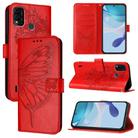 For itel A48 Embossed Butterfly Leather Phone Case(Red) - 1