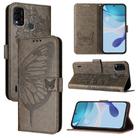 For itel A48 Embossed Butterfly Leather Phone Case(Grey) - 1