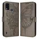 For itel A48 Embossed Butterfly Leather Phone Case(Grey) - 2