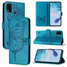 For itel A48 Embossed Butterfly Leather Phone Case(Blue) - 1