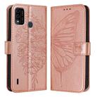 For itel A48 Embossed Butterfly Leather Phone Case(Rose Gold) - 2