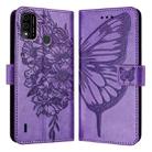 For itel A48 Embossed Butterfly Leather Phone Case(Light Purple) - 2