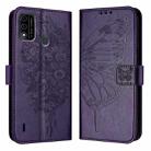 For itel A48 Embossed Butterfly Leather Phone Case(Dark Purple) - 2