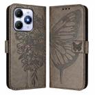 For itel A90 4G Embossed Butterfly Leather Phone Case(Grey) - 2