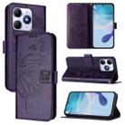 For itel A90 4G Embossed Butterfly Leather Phone Case(Dark Purple) - 1