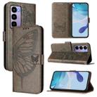 For itel City 100 Embossed Butterfly Leather Phone Case(Grey) - 1