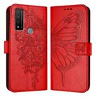 For TCL 20 R 5G Embossed Butterfly Leather Phone Case(Red) - 1