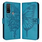 For TCL 20 R 5G Embossed Butterfly Leather Phone Case(Blue) - 1