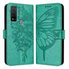 For TCL 20 R 5G Embossed Butterfly Leather Phone Case(Green) - 1