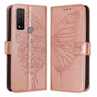 For TCL 20 R 5G Embossed Butterfly Leather Phone Case(Rose Gold) - 1