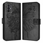 For TCL 30 SE Embossed Butterfly Leather Phone Case(Black) - 1