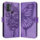 For TCL 30 SE Embossed Butterfly Leather Phone Case(Light Purple) - 1