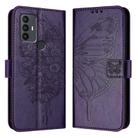 For TCL 30 SE Embossed Butterfly Leather Phone Case(Dark Purple) - 1