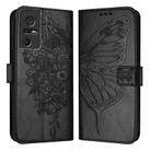 For TCL 40 SE Embossed Butterfly Leather Phone Case(Black) - 1
