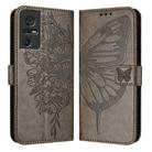 For TCL 40 SE Embossed Butterfly Leather Phone Case(Grey) - 1